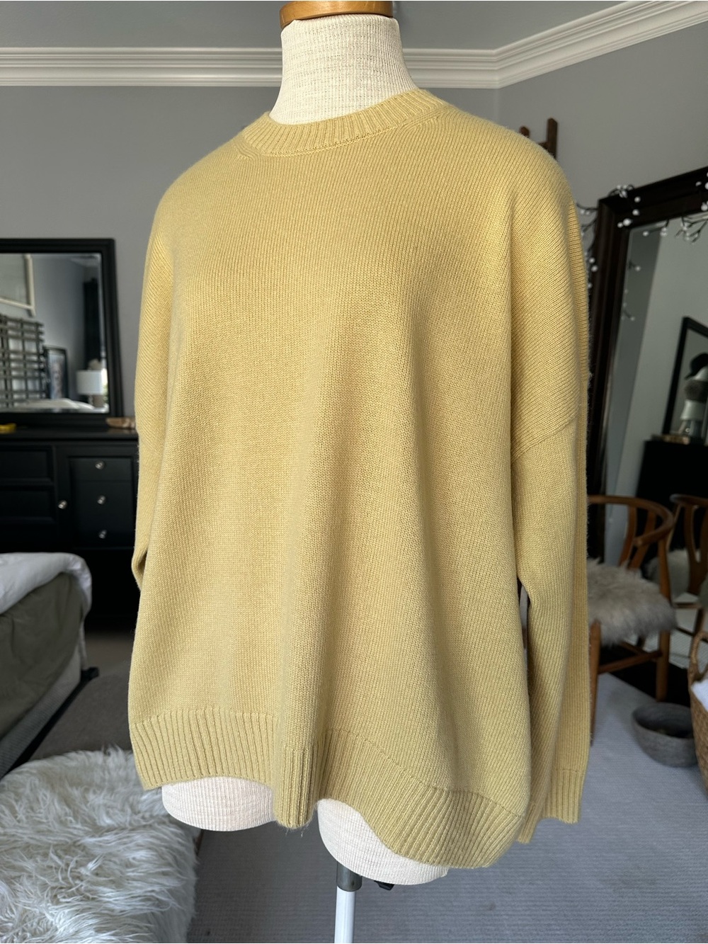 Parke relaxed sweater in pale yellow, size S/M